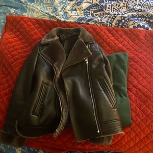 black leather jacket